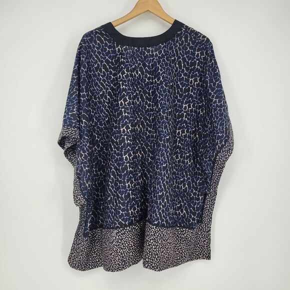 NEW Proenza Schouler xs/s silk-blend kaftan black blue leopard print resortwear - Picture 2 of 10